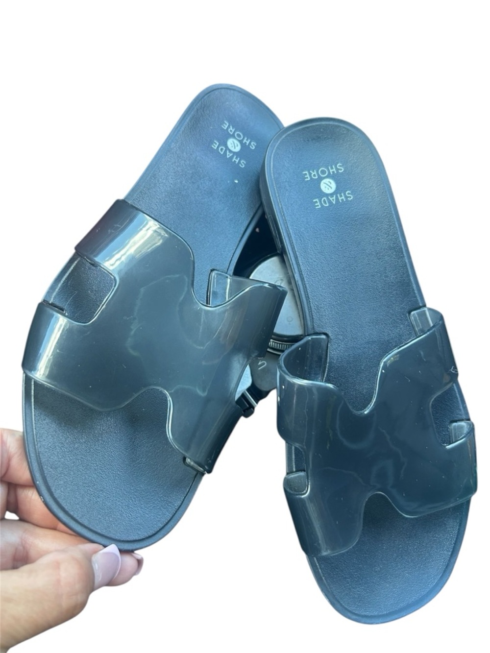 Shade & Shore Translucent Smoke Gray Slide Sandals